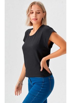 Camiseta Para Mujer Manga Corta Negro Marca L&H Ref. 1F409521