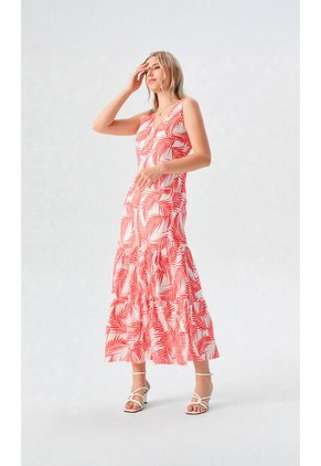 Vestido Para Mujer Manga Sisa Naranja Marca L&H Ref. 2J417066
