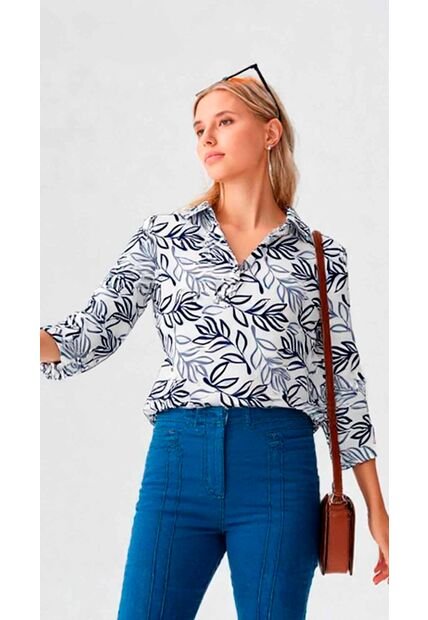 Blusa Para Mujer Manga Larga Azul Marca L&H Ref. 5P412288
