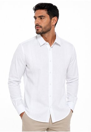 Guayabera Para Hombre Manga Larga Blanco Marca L&H Ref. 9R135077