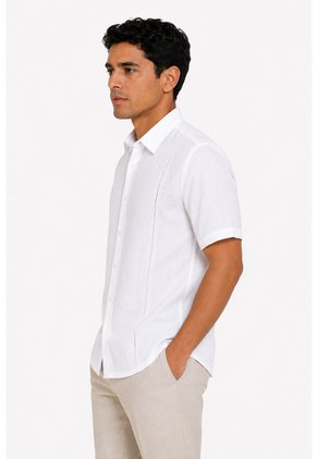 Guayabera Para Hombre Manga Corta Blanco Marca L&H Ref. 9R135078