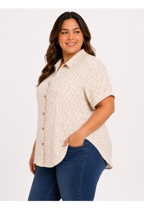 Blusa Para Mujer. Manga Corta Beige Marca L&H Ref. 8E612035