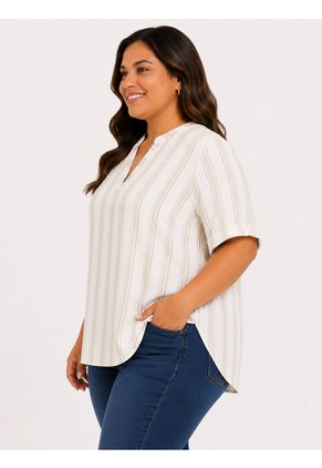 Blusa Para Mujer. Manga Corta Beige Marca L&H Ref. 7K612015