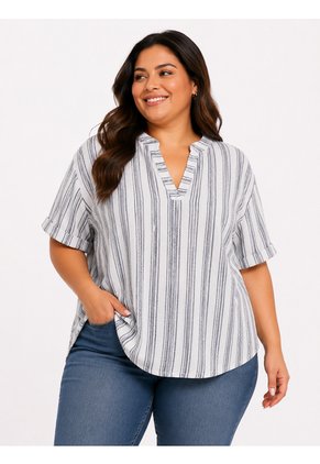 Blusa Para Mujer. Manga Corta Azul Marca L&H Ref. 7K612015
