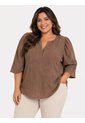 Blusa Para Mujer. Manga Corta Cafe Marca L&H Ref. 5P612116 de L&H