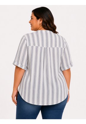 Blusa Para Mujer. Manga Corta Azul Marca L&H Ref. 7K612015