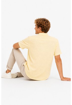 Camisa Para Hombre Manga Corta Amarillo Marca L&H Ref. 7Y101241