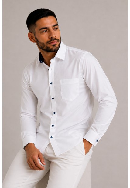 Camisa Para Hombre Manga Larga Blanco Marca L&H Ref. 7Y101211