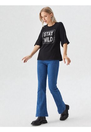 Camiseta Para Mujer Manga 3/4 Negro Marca L&H Ref. 7S409054