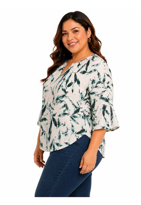 Blusa Para Mujer. Manga Corta Verde Marca L&H Ref. 7K612013