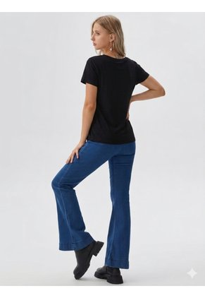 Camiseta Para Mujer Manga 3/4 Negro Marca L&H Ref. 7S409054