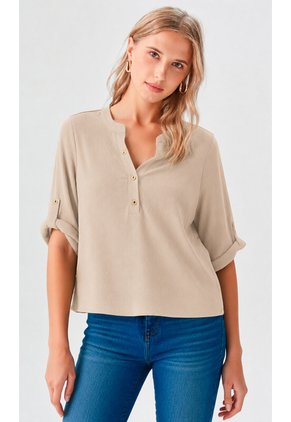 Camiseta Para Mujer Manga 3/4 Beige Marca L&H Ref. 7S409039