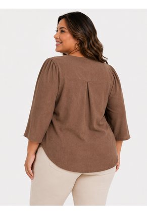 Blusa Para Mujer. Manga Corta Cafe Marca L&H Ref. 5P612116