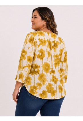 Blusa Para Mujer. Manga 3/4 Mostaza Marca L&H Ref. 7K612014