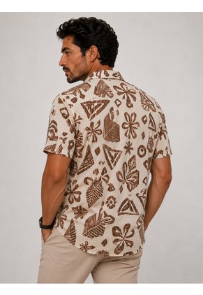 Camisa Para Hombre Manga Corta Cafe Marca L&H Ref. 7Y101238