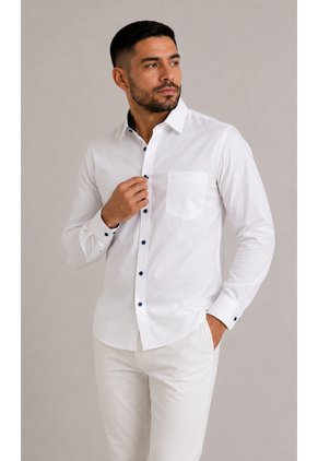 Camisa Para Hombre Manga Larga Blanco Marca L&H Ref. 7Y101211