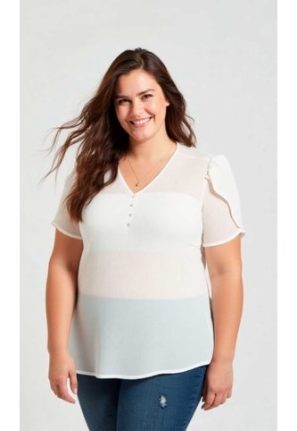 Blusa Para Mujer. Manga Corta Beige Marca L&H Ref. 1F612239 L&H