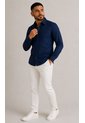 Camisa Para Hombre Manga Larga Azul Oscuro Marca L&H Ref. 7Y101211 de L&H