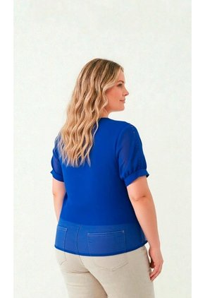 Blusa Para Mujer. Manga Corta Azul Rey Marca L&H Ref. 5P612103