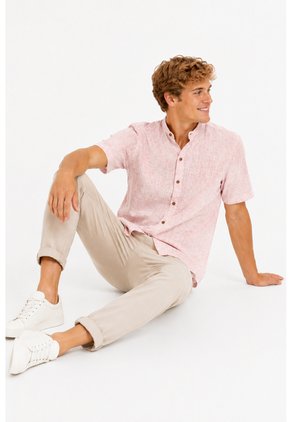 Camisa Para Hombre Manga Corta Rosado Marca L&H Ref. 7Y101241