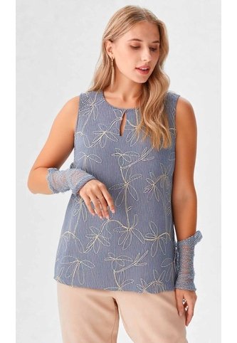 Blusa Para Mujer Manga Sisa Azul Marca L&H Ref. 1F412726 L&H