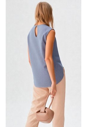 Blusa Para Mujer Manga Sisa Azul Marca L&H Ref. 1F412726