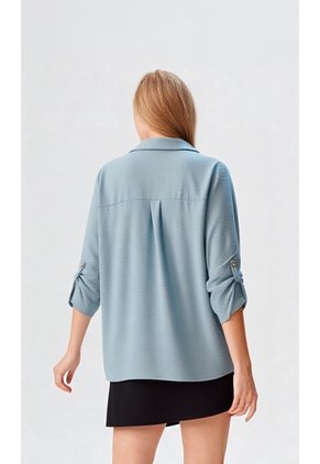 Blusa Para Mujer Manga 3/4 Azul Claro Marca L&H Ref. 1F412344