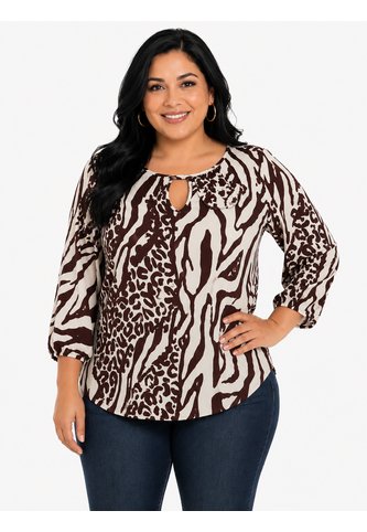 Blusa Para Mujer. Manga Corta Cafe Marca L&H Ref. 5P612113 L&H
