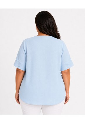 Blusa Para Mujer. Manga Corta Azul Claro Marca L&H Ref. 5P612115