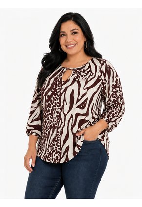 Blusa Para Mujer. Manga Corta Cafe Marca L&H Ref. 5P612113