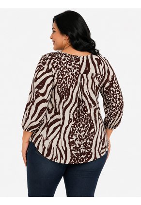 Blusa Para Mujer. Manga Corta Cafe Marca L&H Ref. 5P612113