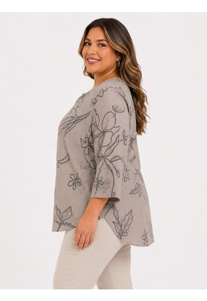 Blusa Para Mujer. Manga 3/4 Taupe Marca L&H Ref. 5P612112