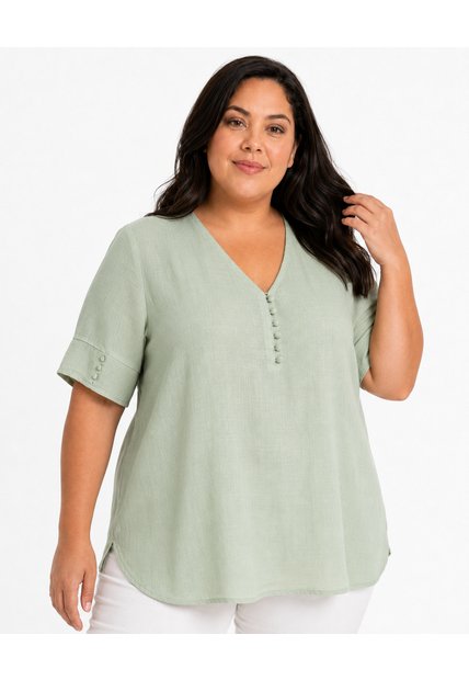 Blusa Para Mujer. Manga Corta Verde Marca L&H Ref. 5P612115