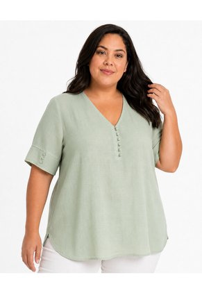 Blusa Para Mujer. Manga Corta Verde Marca L&H Ref. 5P612115