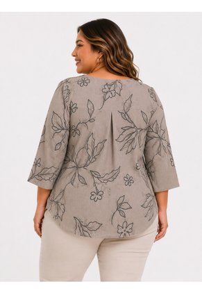 Blusa Para Mujer. Manga 3/4 Taupe Marca L&H Ref. 5P612112
