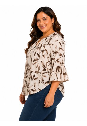 Blusa Para Mujer. Manga Corta Cafe Marca L&H Ref. 7K612013