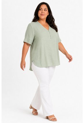 Blusa Para Mujer. Manga Corta Verde Marca L&H Ref. 5P612115