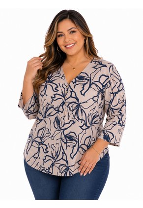 Blusa Para Mujer. Manga 3/4 Azul Marca L&H Ref. 5P612108