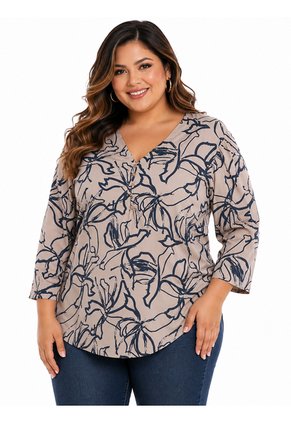 Blusa Para Mujer. Manga 3/4 Azul Marca L&H Ref. 5P612108