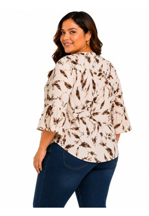 Blusa Para Mujer. Manga Corta Cafe Marca L&H Ref. 7K612013