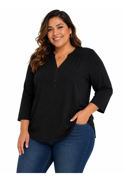 Blusa Para Mujer. Manga 3/4 Negro Marca L&H Ref. 5P612109
