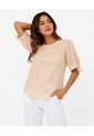 Blusa Para Mujer Manga Corta Beige Marca L&H Ref. 5P421002 de L&H