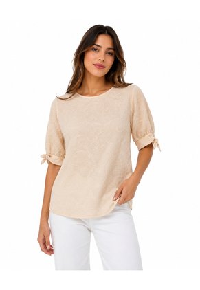 Blusa Para Mujer Manga Corta Beige Marca L&H Ref. 5P421002
