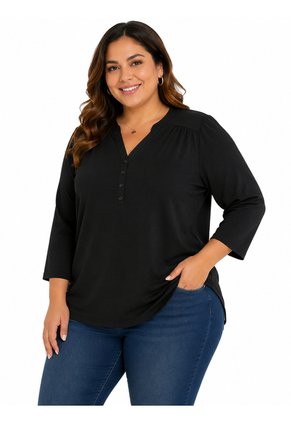 Blusa Para Mujer. Manga 3/4 Negro Marca L&H Ref. 5P612109