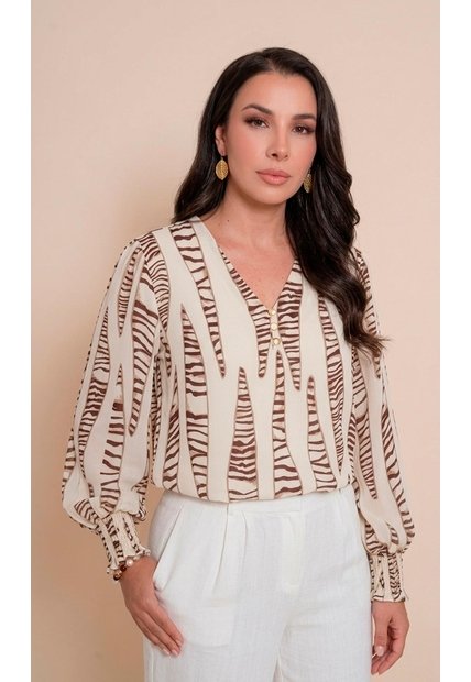 Blusa Para Mujer Manga Larga Cafe Marca L&H Ref. 5P412308
