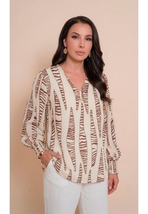 Blusa Para Mujer Manga Larga Cafe Marca L&H Ref. 5P412308
