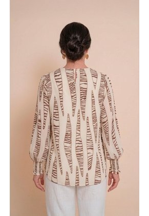 Blusa Para Mujer Manga Larga Cafe Marca L&H Ref. 5P412308