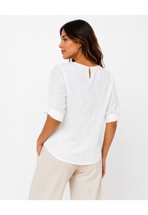 Blusa Para Mujer Manga Corta Blanco Marca L&H Ref. 5P421002