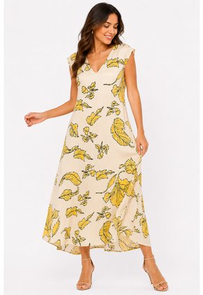 Vestido Para Mujer Mostaza Marca L&H Ref. 5P417014