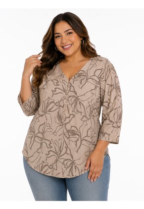 Blusa Para Mujer. Manga 3/4 Taupe Marca L&H Ref. 5P612108